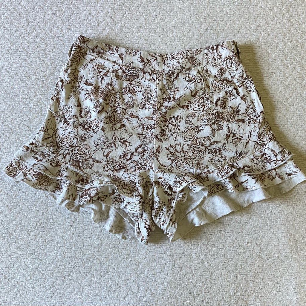 Blue Rain Linen Blend Floral Shorts